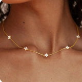 Collana Intarsiata in Zirconia con Motivi Floreali