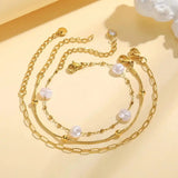 Bracciali Impilabili con Perle Dorate - Set Elegante