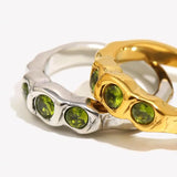 Anello Vintage in Oro Intarsiato con Pietre Preziose