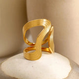 Anello Unico con Perline Dorate