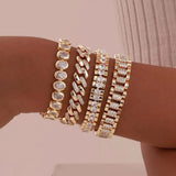 Set di Bracciali Regolabili in Zirconia Cubica Placcata Oro