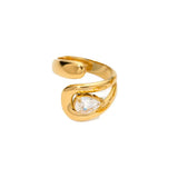 Anello in Oro con Zirconia a Forma di Goccia d'Acqua - Eleganza Senza Tempo