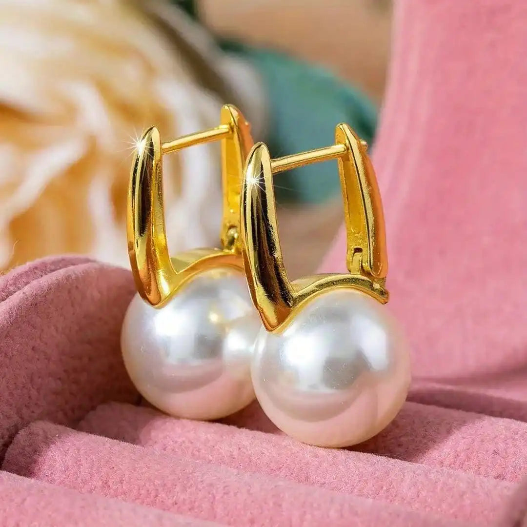 Vintage Orecchini con Perle Dorate