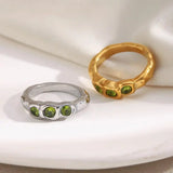 Anello Vintage in Oro Intarsiato con Pietre Preziose
