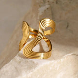 Anello Unico con Perline Dorate
