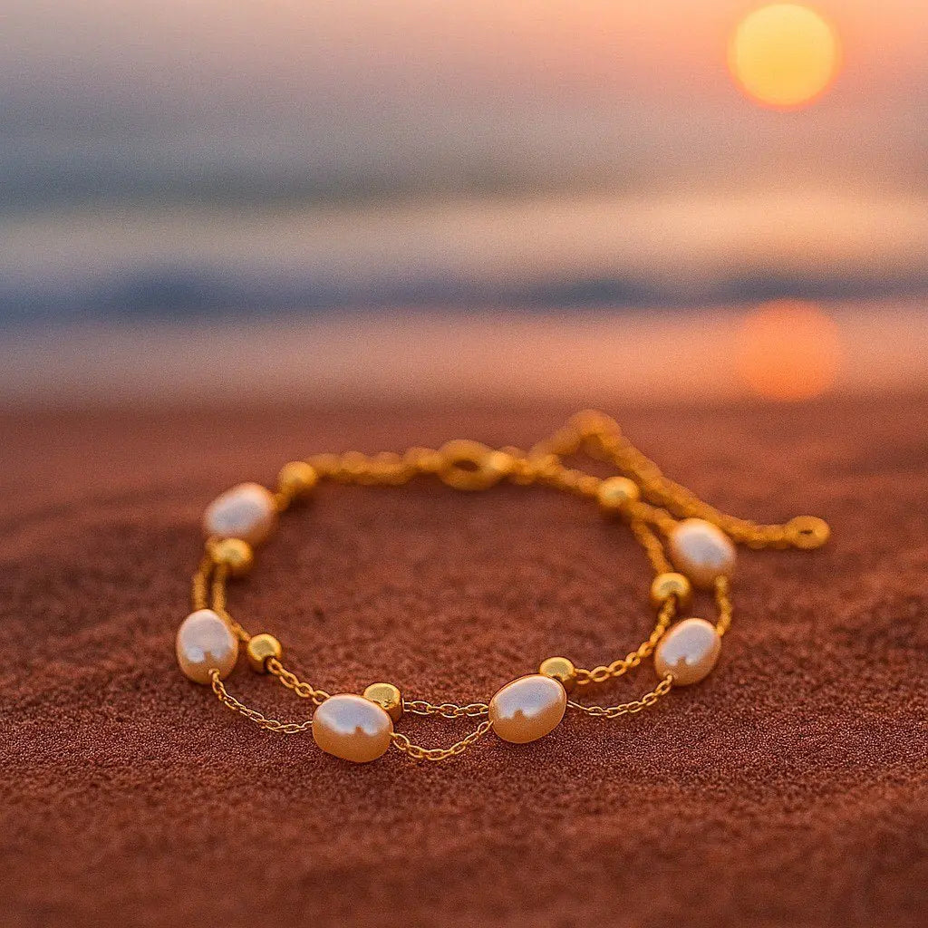 Bracciale di perle d'oro elegante A minha loja