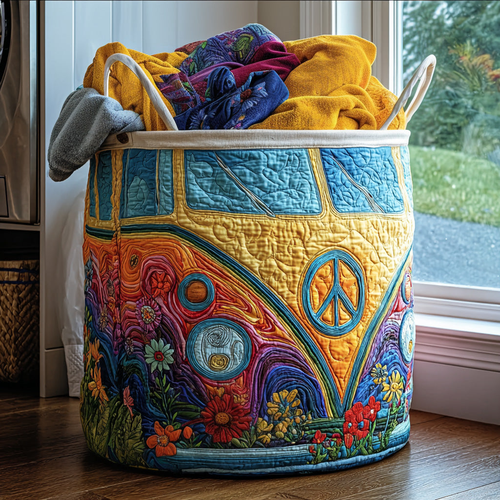 Cesto portabiancheria trapuntato in stile hippie colorato NCU0QN026