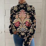 Harper | Maglione Vintage Floreale con Collo Alto