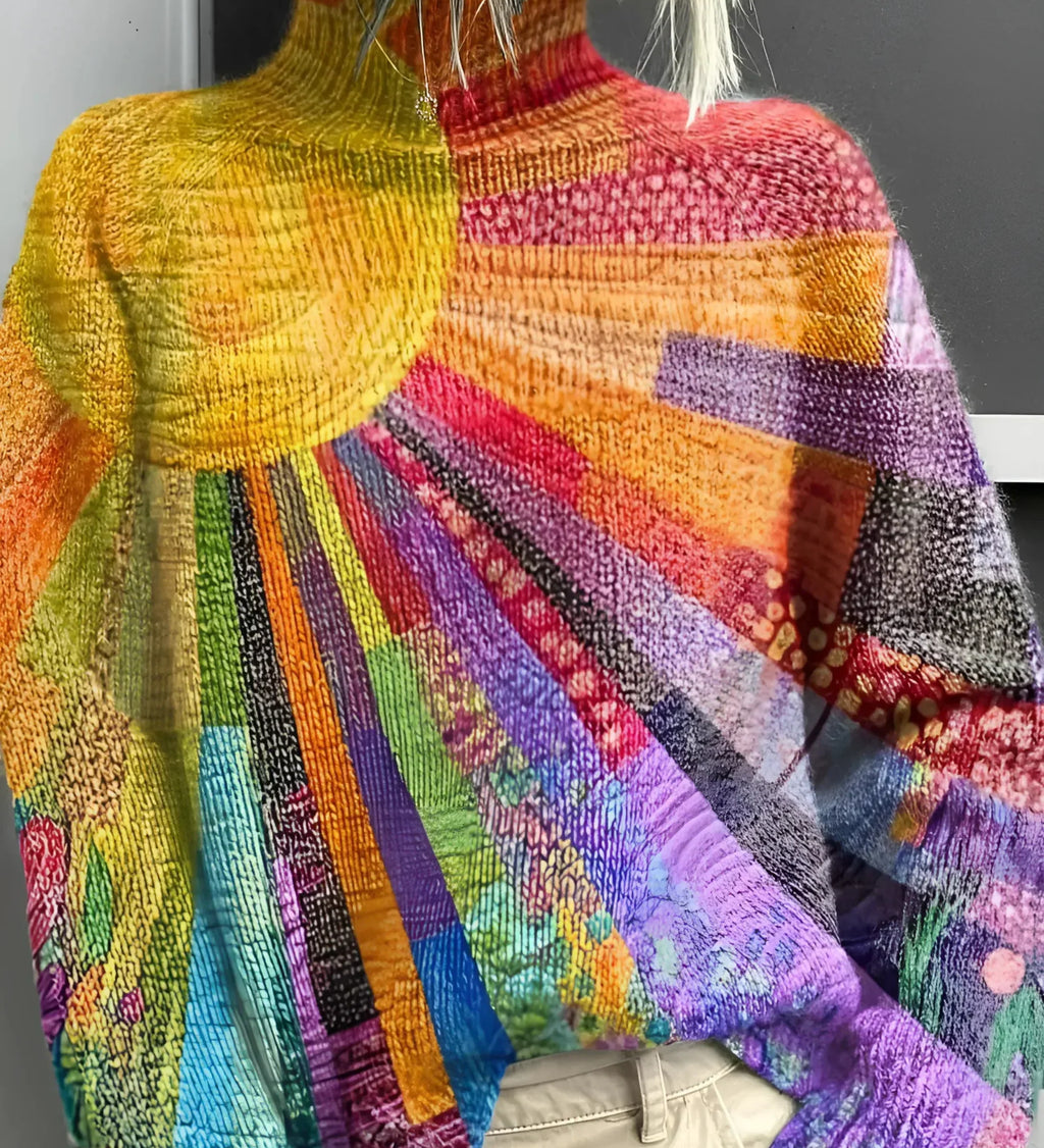 Ada - Maglione Colorato e Vivace con Collo Alto