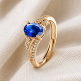 Anello Vintage con Croce in Zirconia Cubica Blu
