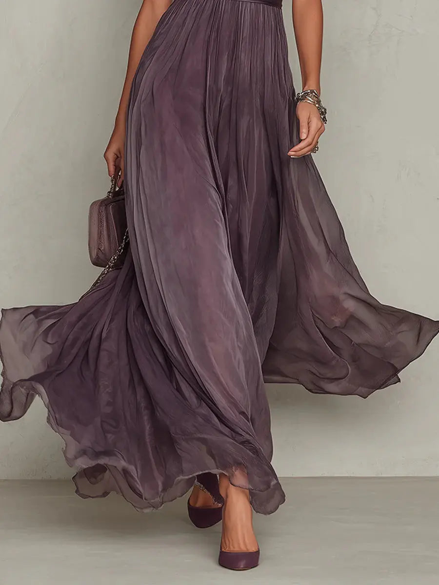 Flavia - Abito Lungo Viola con Scollo a Goccia da Donna A minha loja