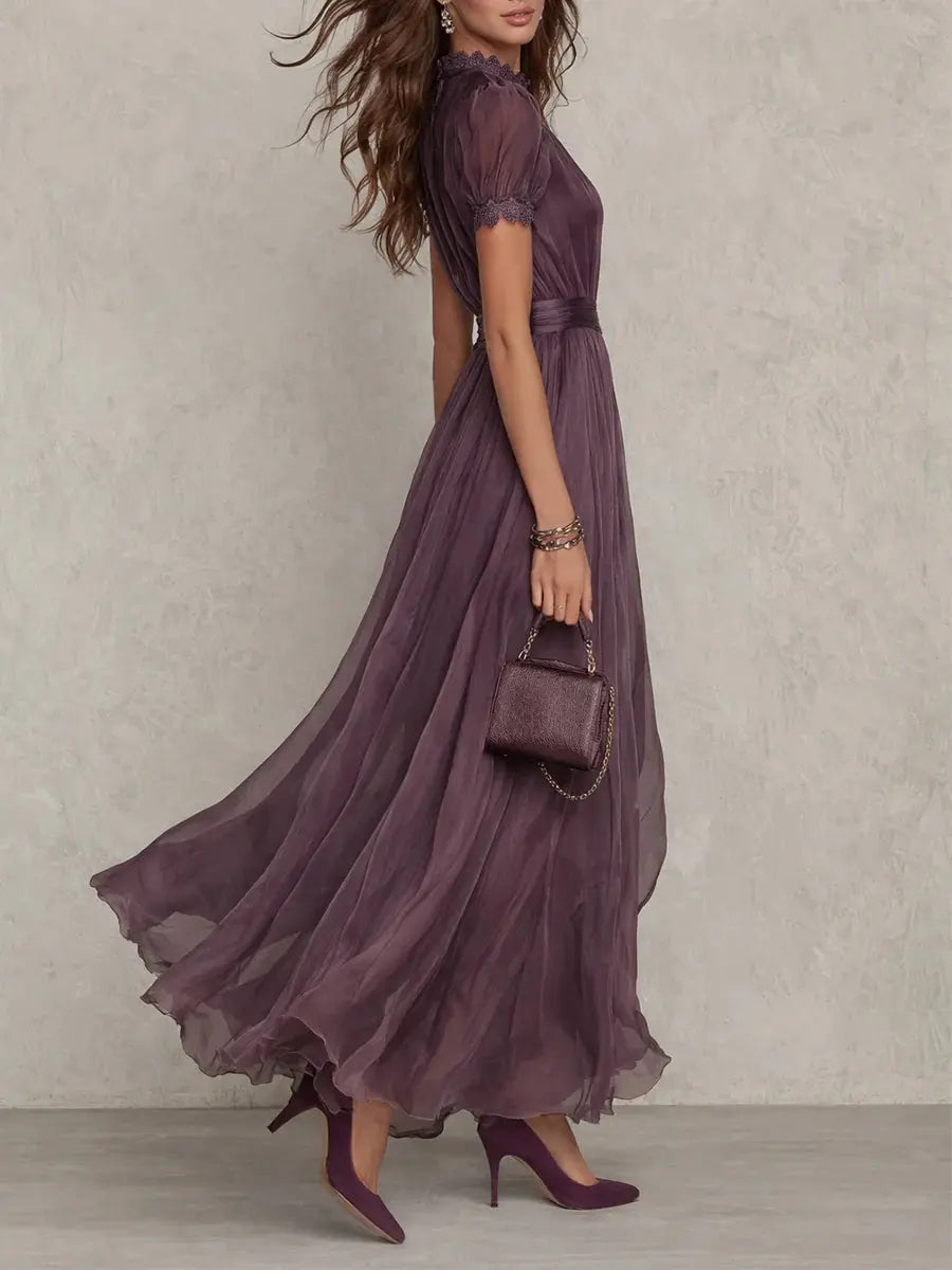 Flavia - Abito Lungo Viola con Scollo a Goccia da Donna A minha loja