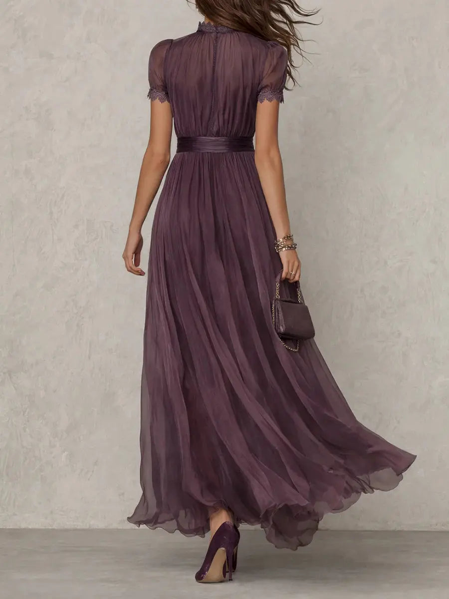 Flavia - Abito Lungo Viola con Scollo a Goccia da Donna A minha loja