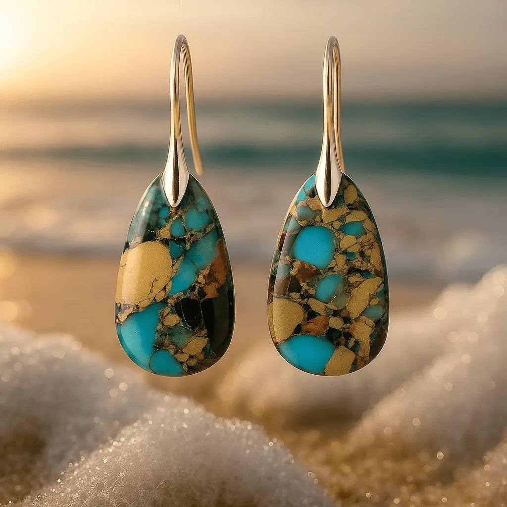 Orecchini d'oro con pietra turchese A minha loja