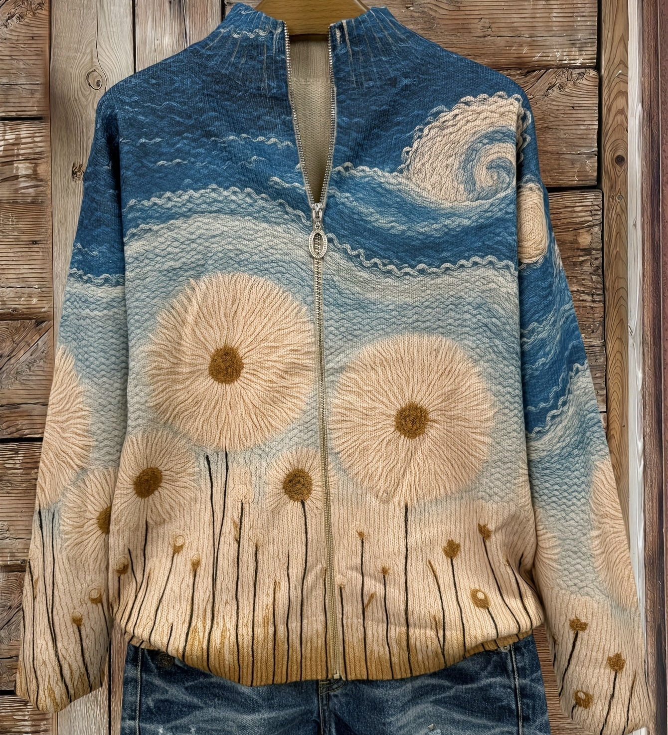 Yolanda™ | Dandelion Meadow Zip-Up Padded Cardigan A minha loja