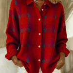 Anna - Maglione retro in lana fatta a mano con contrasto A minha loja