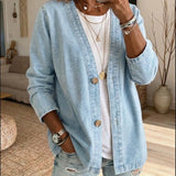 Classico Cappotto in Denim con Chiusura a Bottoni A minha loja