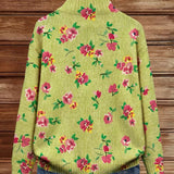 Margot | Cardigan Donna Floreale Lime con Zip