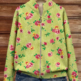 Margot | Cardigan Donna Floreale Lime con Zip