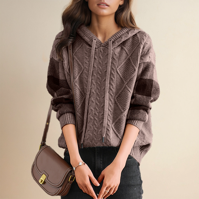 Emily | Maglione con Cappuccio a Treccia Elegante A minha loja