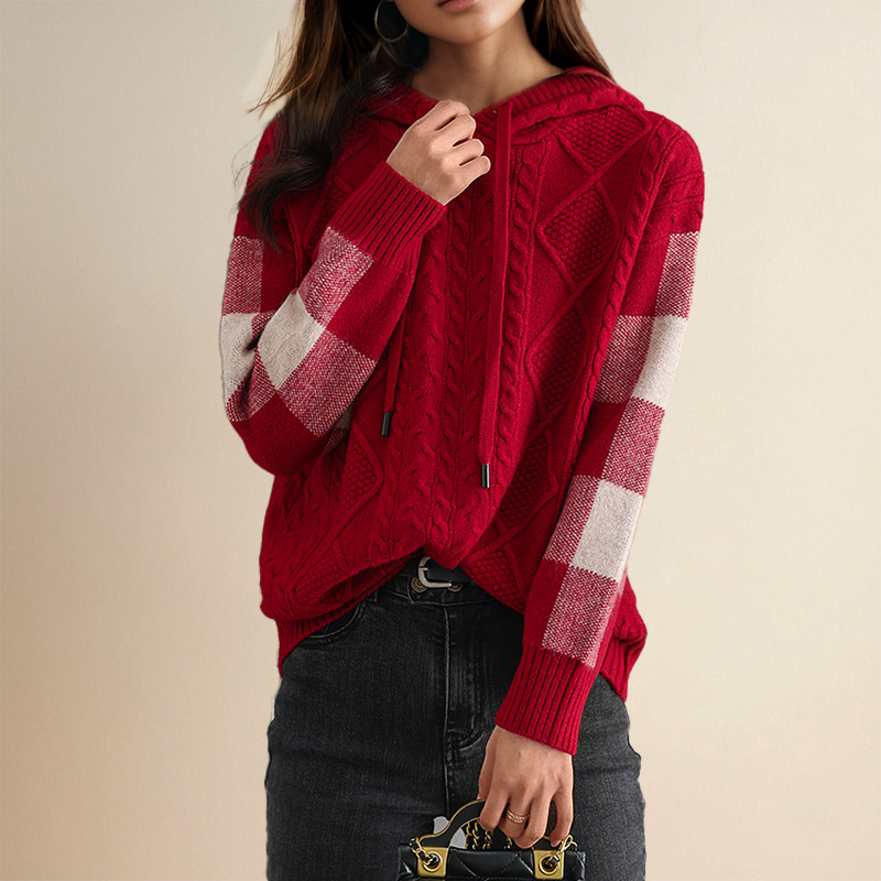 Emily | Maglione con Cappuccio a Treccia Elegante A minha loja