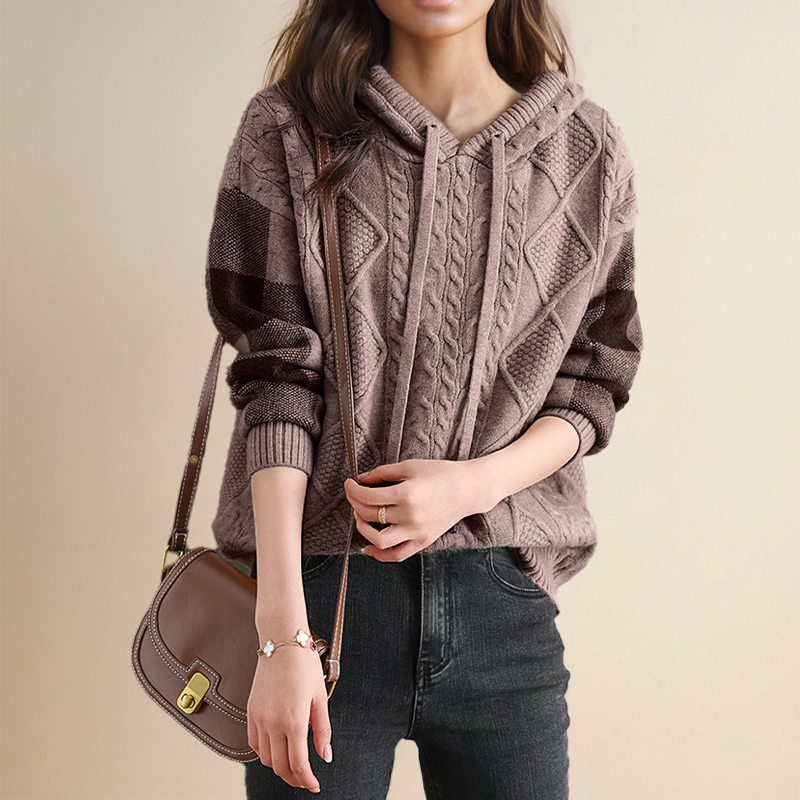 Emily | Maglione con Cappuccio a Treccia Elegante A minha loja