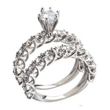 Set di Anelli con Cristalli a Forma di Corona Floreale