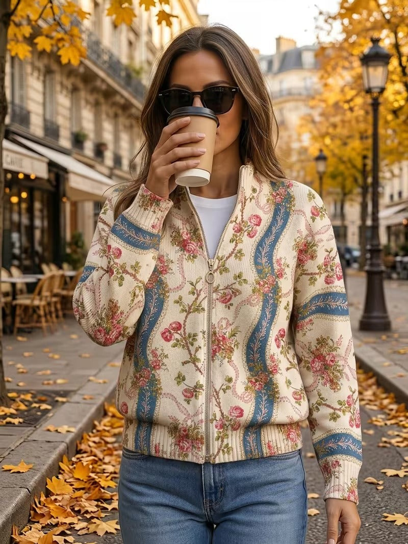 Eulalia™ | Cardigan a Strisce con Rosa Rampicante A minha loja