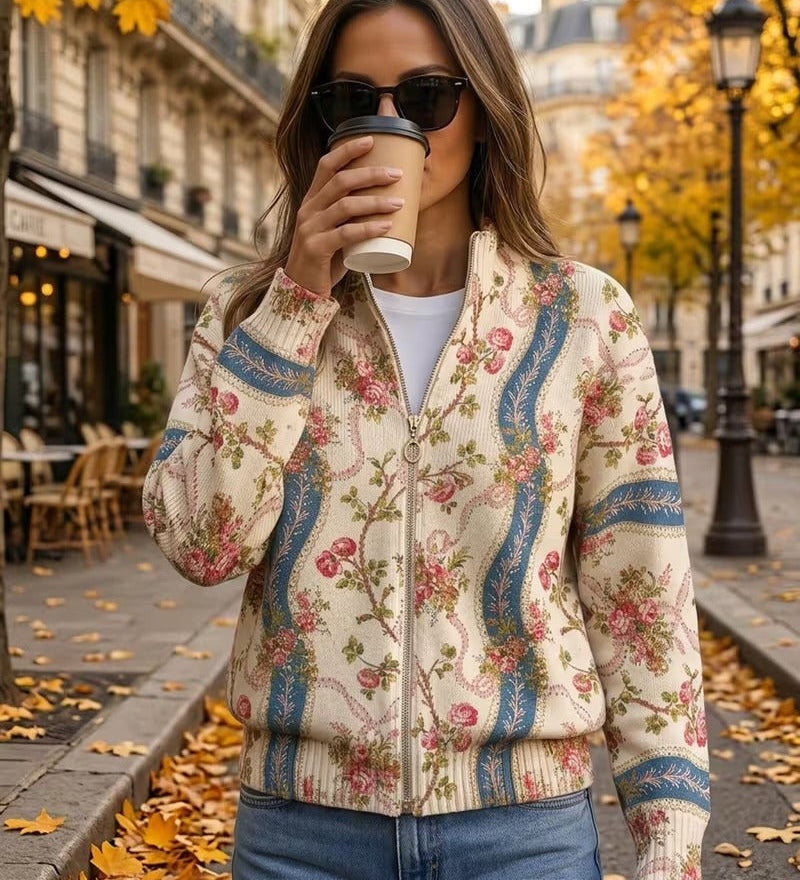 Eulalia™ | Cardigan a Strisce con Rosa Rampicante A minha loja