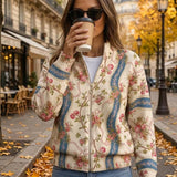 Rosalind | Cardigan Donna Floreale a Righe con Zip