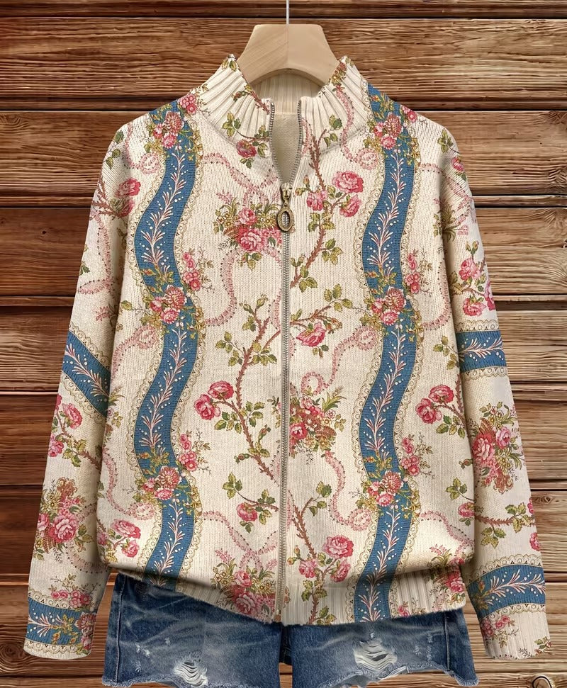Eulalia™ | Cardigan a Strisce con Rosa Rampicante A minha loja