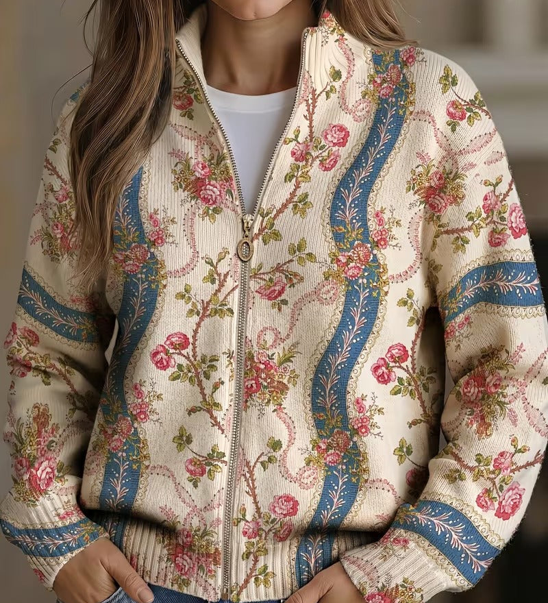 Eulalia™ | Cardigan a Strisce con Rosa Rampicante A minha loja