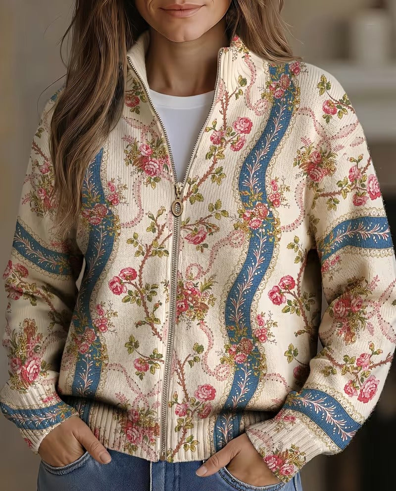 Eulalia™ | Cardigan a Strisce con Rosa Rampicante A minha loja