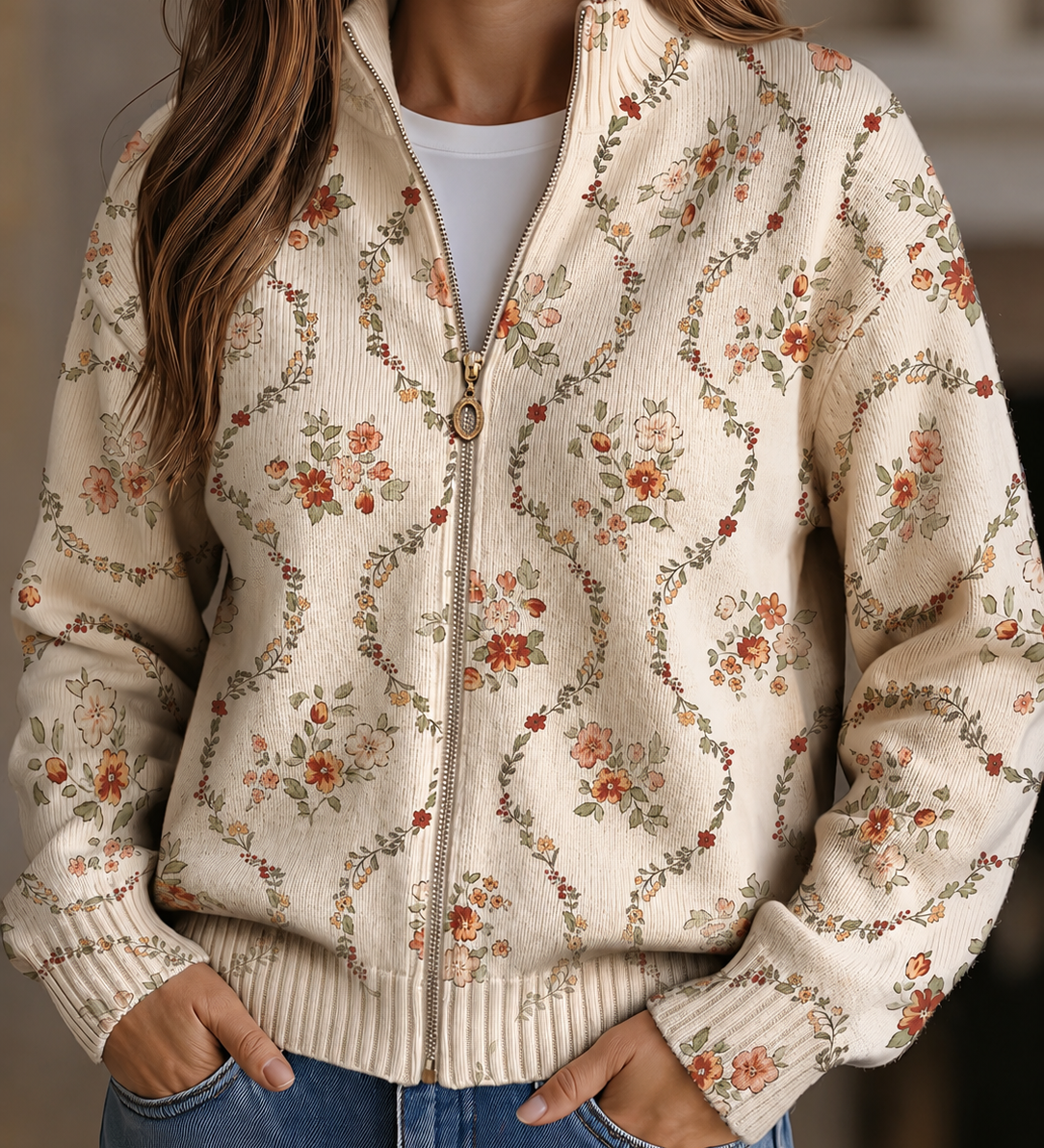 Persephone™ | Crema Stampata con Eleganti Viti Floreali A minha loja