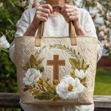 Borsa artigianale trapuntata con croce sacra A minha loja