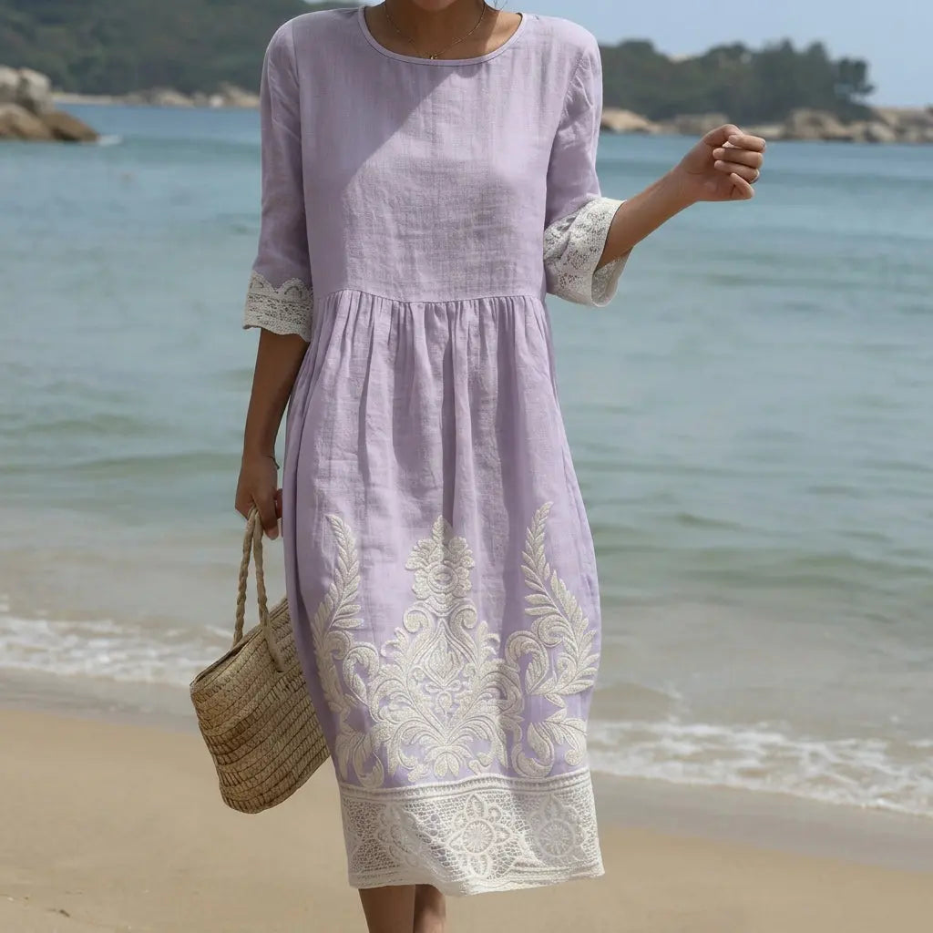Lucía - Vestito Ricamato con Motivo Floreale A minha loja