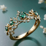 Anello Classico con Fiori di Smeraldo