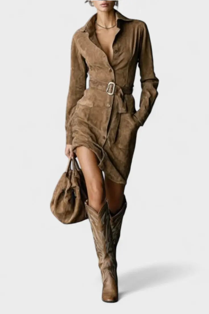Veronika™ | Abito midi in suede A minha loja