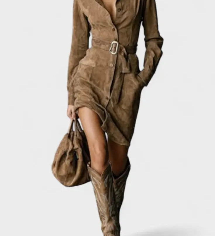 Veronika™ | Abito midi in suede A minha loja