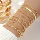 Bracciali Impilabili con Perle Dorate - Set Elegante
