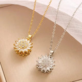 Collana e Orecchini in Zircone Argento a Forma di Girasole - Set Elegante