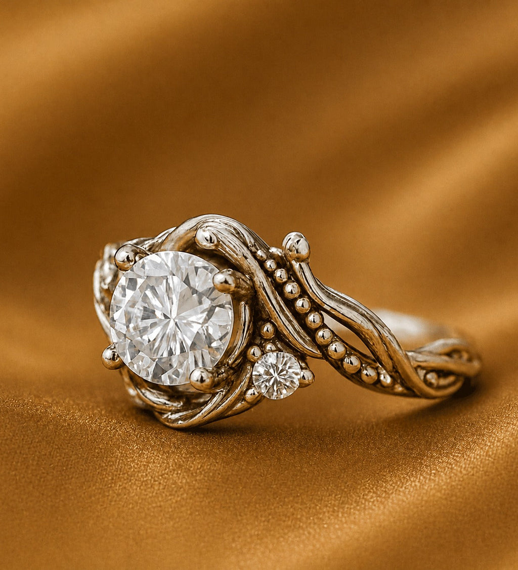 Anello Lussuoso in Argento con Zirconia Ramificata