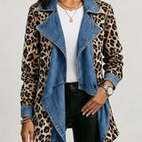 Sherilyn | Giacca in Denim Lavato con Stampa Leopardo