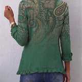 Jemara | Giacca Boho con Volant e Motivo Paisley