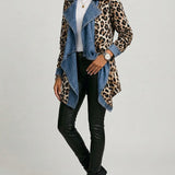 Sherilyn | Giacca in Denim Lavato con Stampa Leopardo
