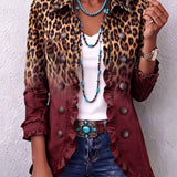 Elspeth | Blazer con Volant e Stampa Leopardo Sfumata