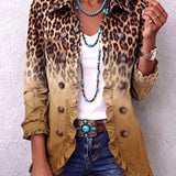 Elspeth | Blazer con Volant e Stampa Leopardo Sfumata