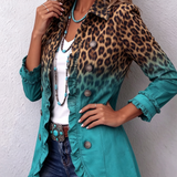Elspeth | Blazer con Volant e Stampa Leopardo Sfumata