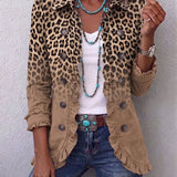 Tawny | Giacca a Righe con Volant e Stampa Leopardo