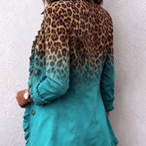Elspeth | Blazer con Volant e Stampa Leopardo Sfumata